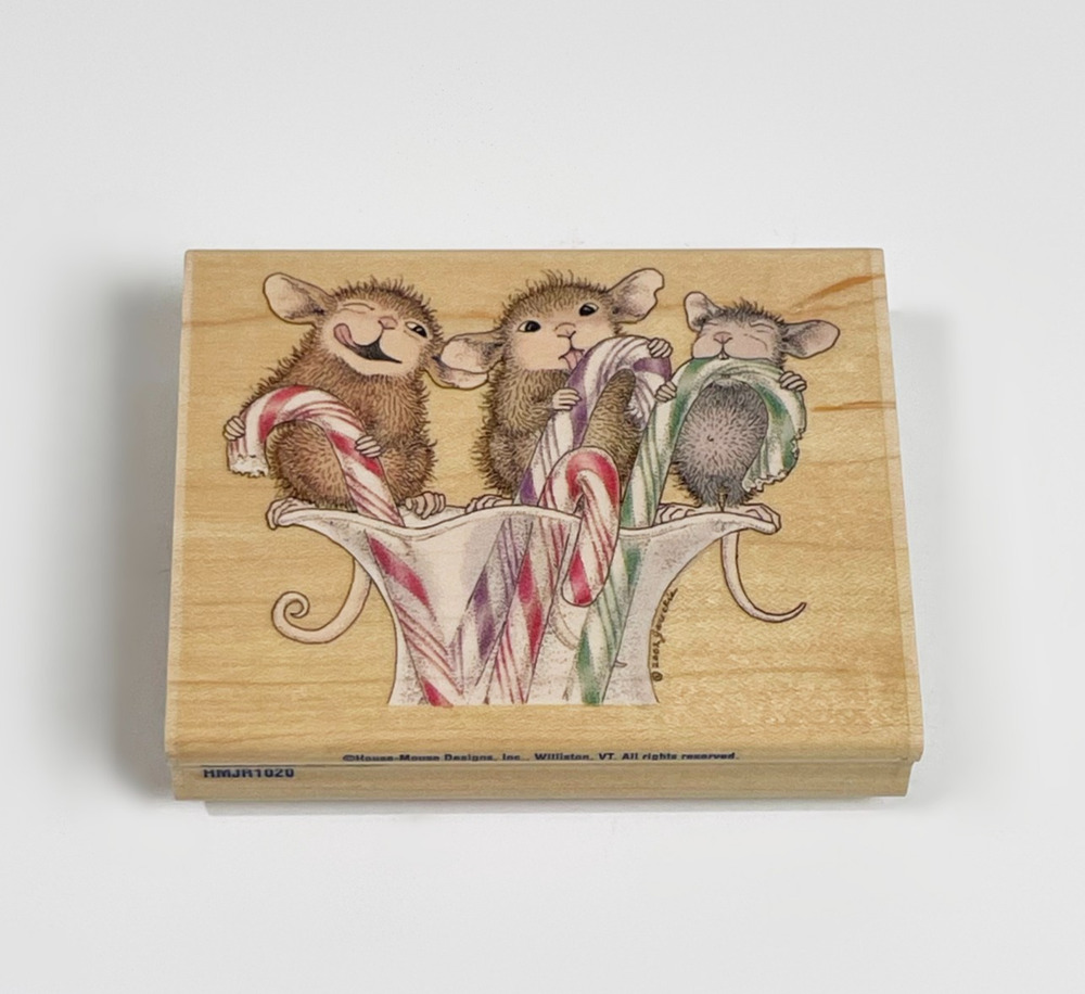 Stampabilities House Mouse Candy Cane Trio Stamp Maxwell Monica Mudpie 4x3